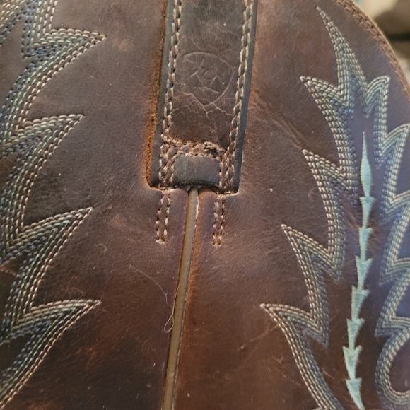 Ariat 9.5 Sport Outfitter Distressed Brown Western Cowboy Boots Blue Stitching - Picture 10 of 10
